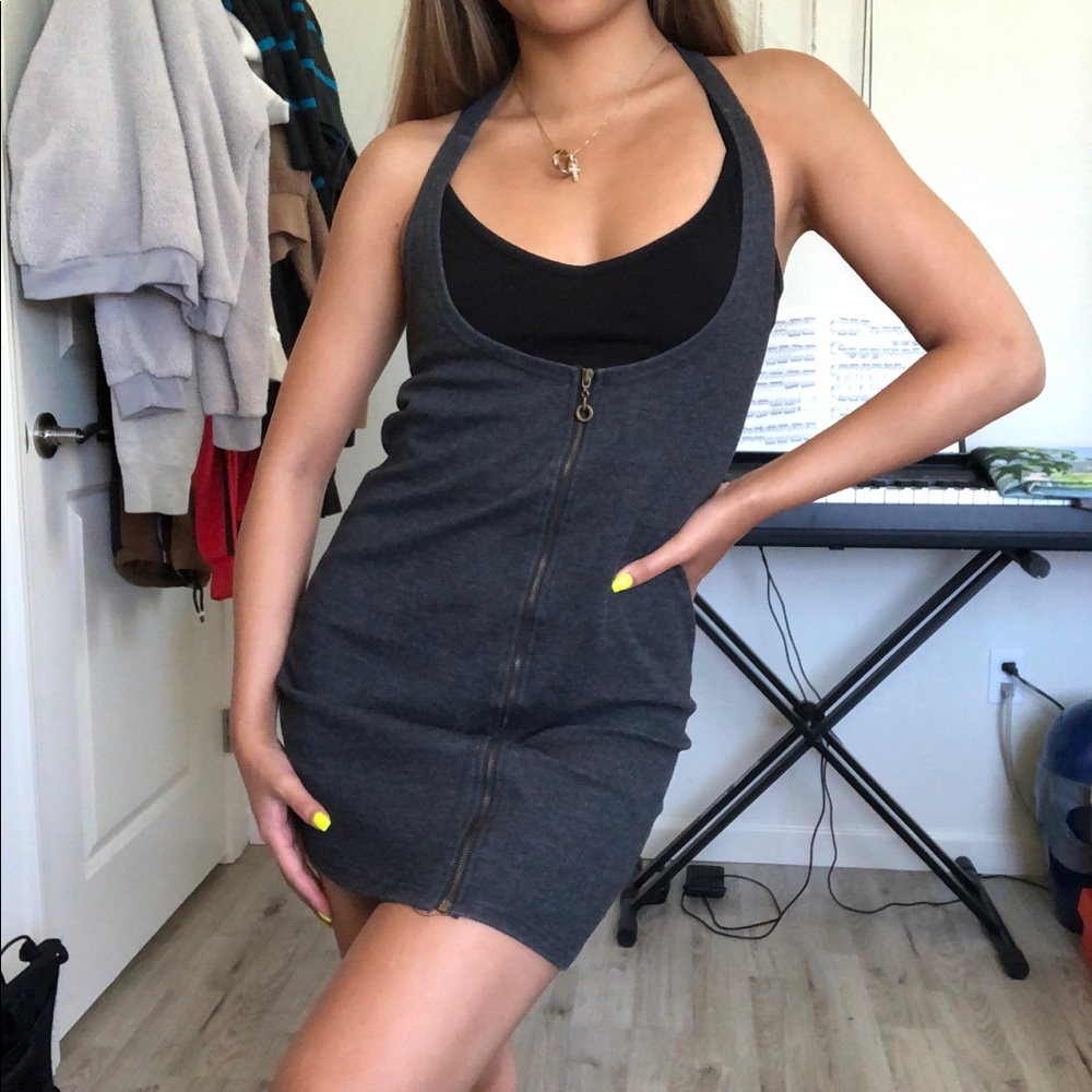 Unique Gray Zipper Dress